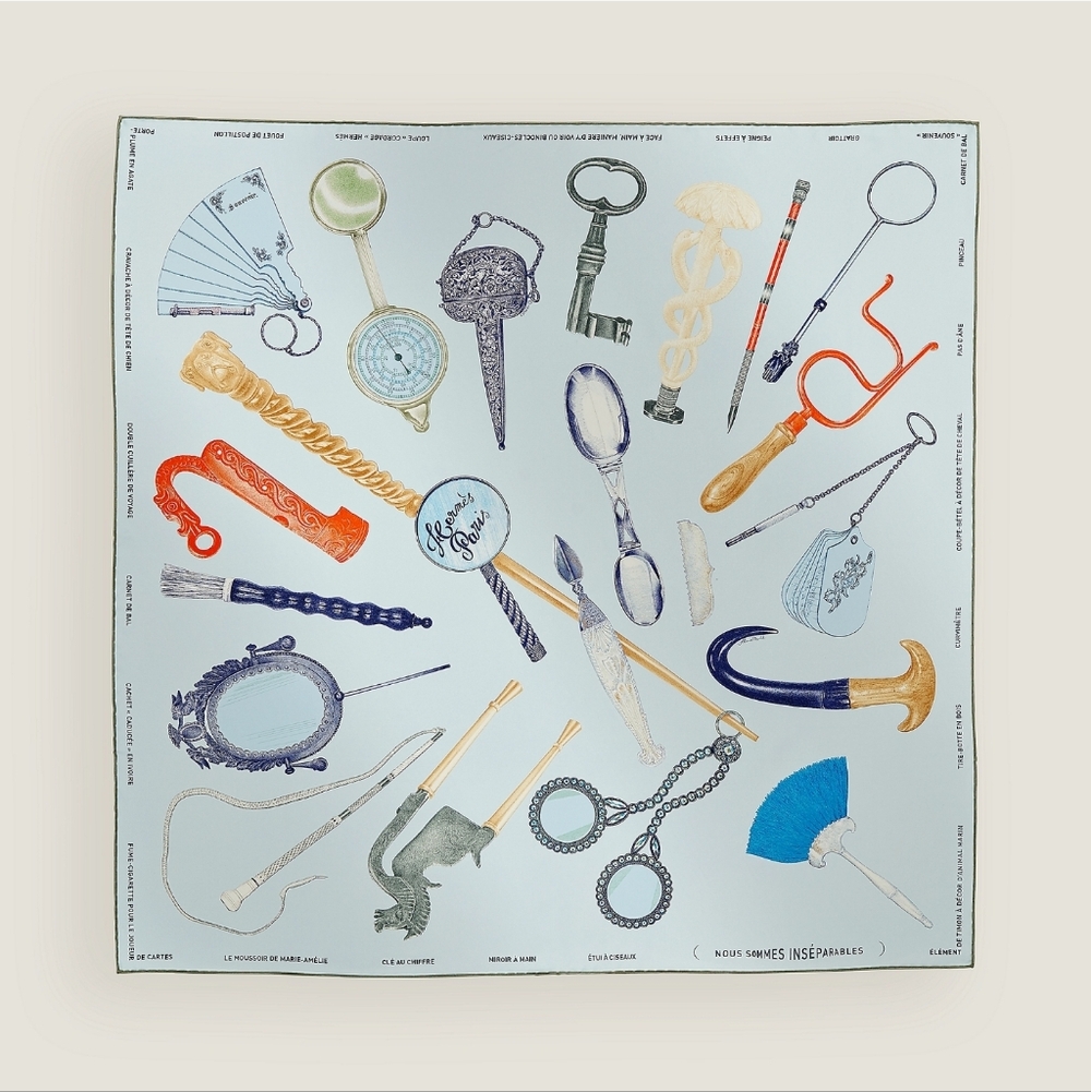 NIB Hermès Nous Sommes Inseparables Scarf 90 Blue